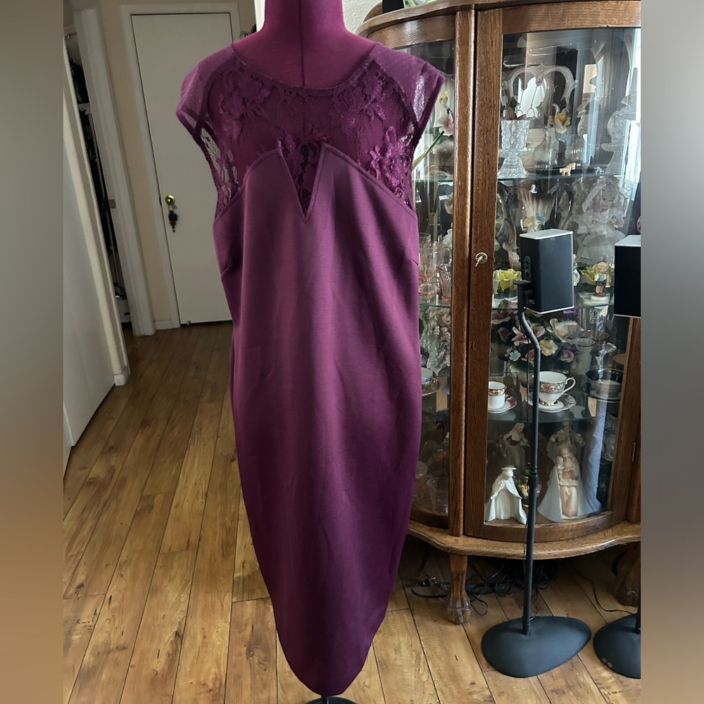 Kardashian Kollection Sleeveless Cranberry Dress. - Picture 2 of 6